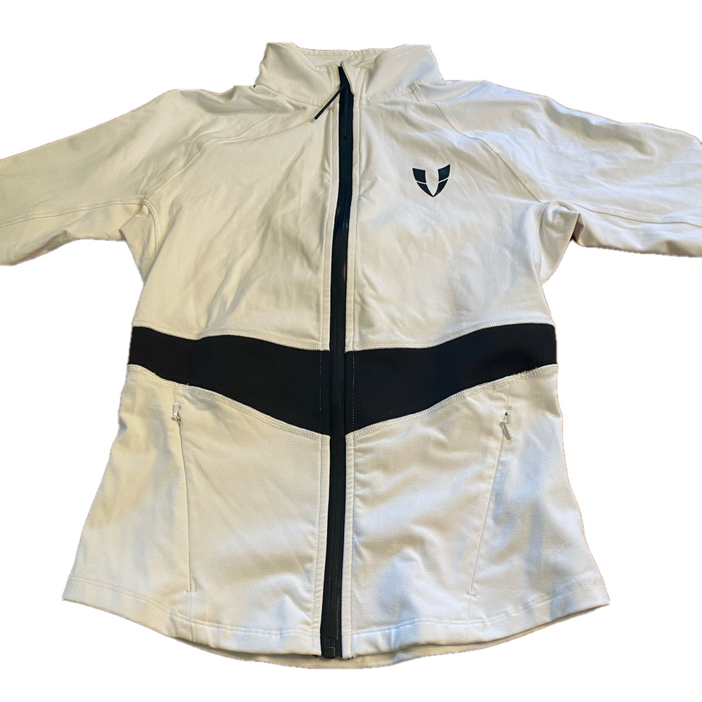 Women's White Zip-Front Jacket with Black Accent